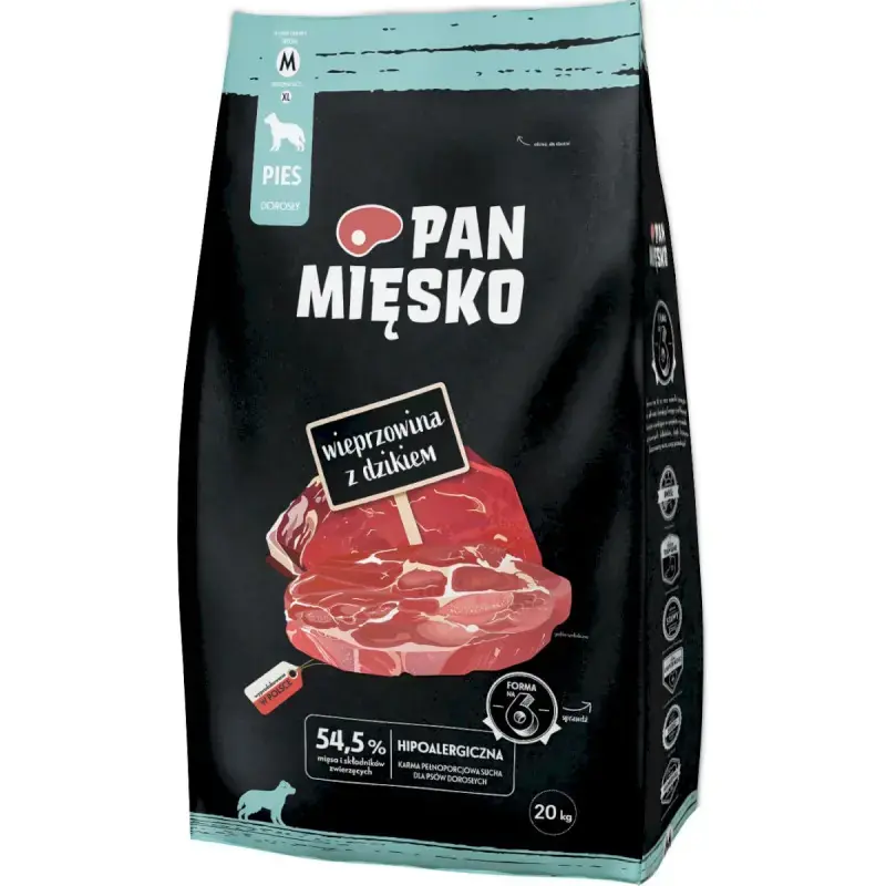 Bezpieczne zakupy Pan Mięsko wieprzowina z dzikiem M sucha karma dla psa
