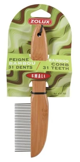 Zolux Bamboo grzebień gesty z zaokrąglonymi końcówkami Premium