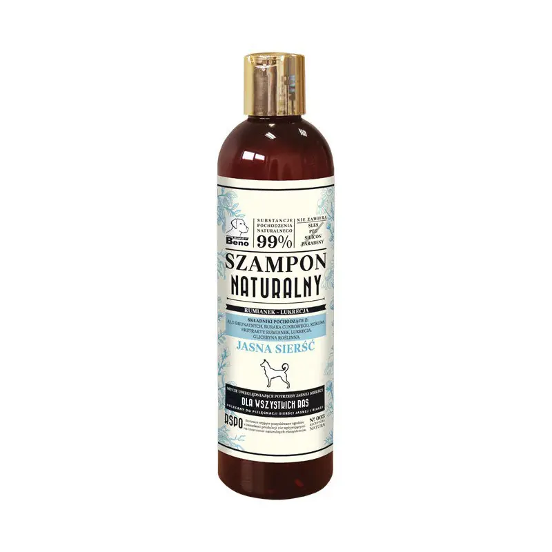 Łatwy zwrot Super Beno Naturalny szampon z ekstraktem z lukrecji i rumianku jasna sierść 300ml