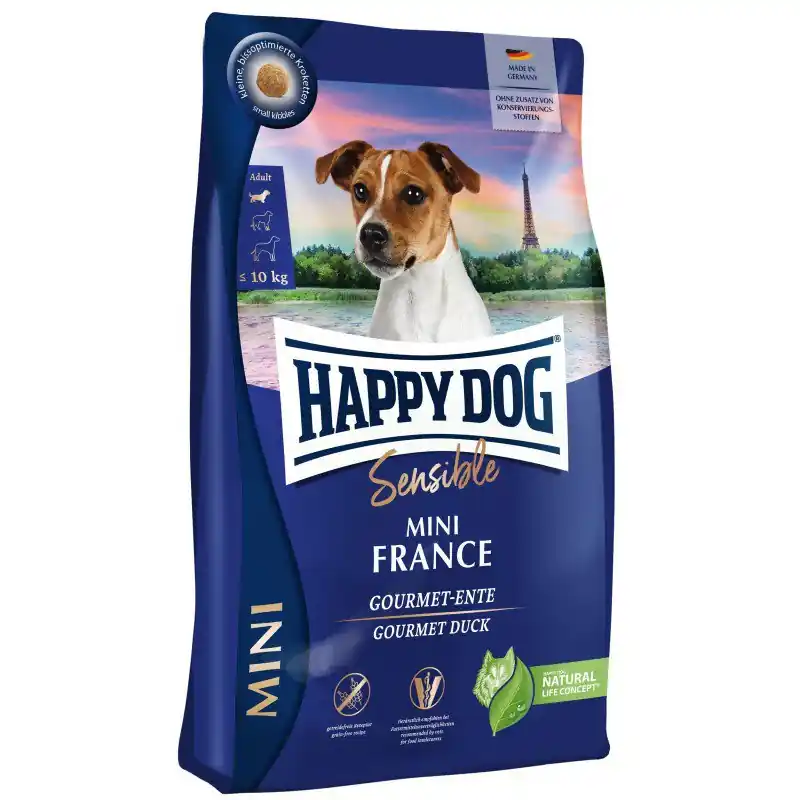 Do wyczerpania zapasów Happy Dog Mini France Bezzbożowa karma z kaczką dla małych wrażliwych psów