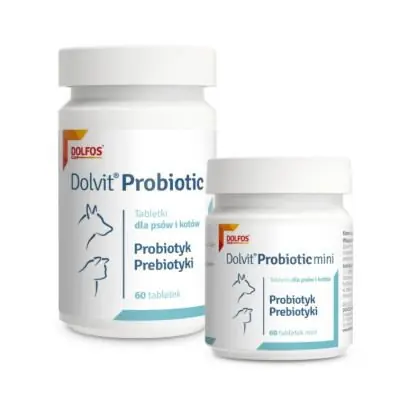Wyjątkowa oferta Dolvit Probiotic Mini Probiotyk i prebiotyki dla psów i kotów 60szt.